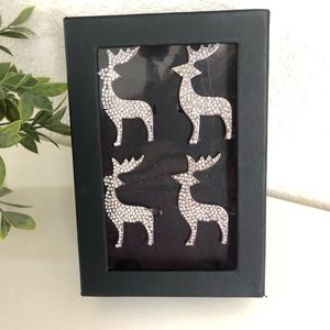 NWT Set of Four Rhinestone Reindeer Napkin Rings